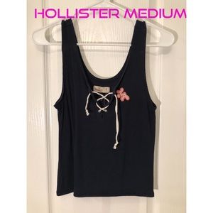 Hollister navy lace up tank top